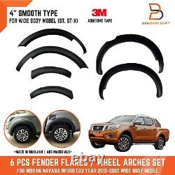 4 Smooth Fender Flares Arch For Nissan Navara Np300 D23 15-20 Wide Body Pickup