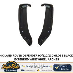 4x Land Rover Defender 90/110/130 Gloss Black Extended Wide Wheel Arches