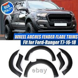 6Pcs Wide Wheel Arches Fender Flares Body Kit Black For Ford Ranger T7 2016-2018