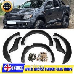 6pcs Black Wide Wheel Arches Fender Flares Body Kit For Ford Ranger T6 12-15