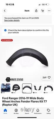 FRONT LEFT ONLY Ford Ranger 2016-19 Wide Body Wheel Arches Fender Flares Kit T7