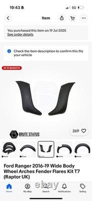FRONT LEFT ONLY Ford Ranger 2016-19 Wide Body Wheel Arches Fender Flares Kit T7