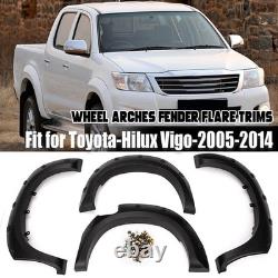 For 2005-14 Toyota Hilux Vigo MK6 MK7 Wide Wheel Arches Fender Flares Kit Black