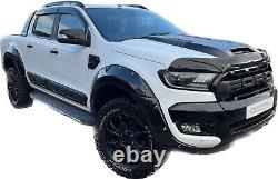 GLOSS BLACK Ford Ranger WHEEL-ARCHES x4 T7 T8 T9 2016- 2023 Wide Fenders Flare