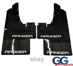 Premium Wide Extended Mud Flaps Gaurd Gloss Black Fits Ford Ranger T7 2016- on