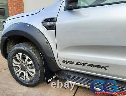 Premium Wide Extended Mud Flaps Gaurd Satin Black Ford Ranger T7 2016- onwards