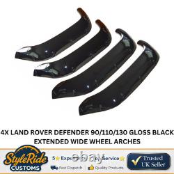 4x Arches de roue larges étendus en noir brillant pour Land Rover Defender 90/110/130
