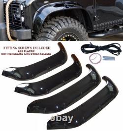 4x LAND ROVER DEFENDER 90 110 130 AILES ÉLARGIES EN NOIR BRILLANT