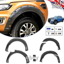 6x élargisseurs d'ailes larges kit carrosserie noir pour Ford Ranger T8 2019-22
