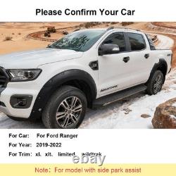 Arches de roues larges noires mates avec trous pour capteurs pour Ford Ranger T8 2018-2021