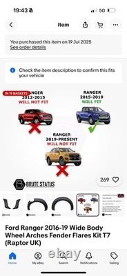 Élargisseurs d'ailes de carrosserie large avant gauche uniquement Ford Ranger 2016-19 Kit T7