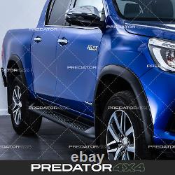 Extensions d'ailes larges noires mates style lisse pour Toyota Hilux Mk8 2015+