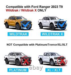 Ford Ranger WILDTRAK 2023 en noir brillant avec kit d'élargissement d'ailes et d'arches de carrosserie larges T9