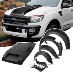 Garde de scoop de capot avec ailes larges pour Ford Ranger T6 2012-2014 4 portes Pickup