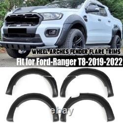 Kit de carrosserie d'extensions d'ailes de roues larges 6x noires pour Ford Ranger T8 2019-2022