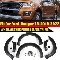 Kit de carrosserie d'extensions d'ailes de roues larges 6x noires pour Ford Ranger T8 2019-2022