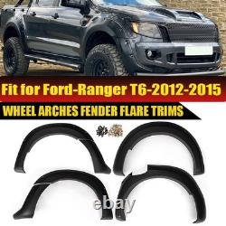 Kit de carrosserie de 6 pièces d'élargisseurs d'ailes noires pour Ford Ranger T6 2012-2015