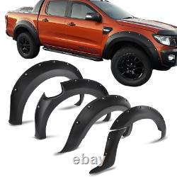 Kit de style de carrosserie avec larges élargisseurs d’ailes noirs pour Ford Ranger T6 2012-2014 Double Cabine